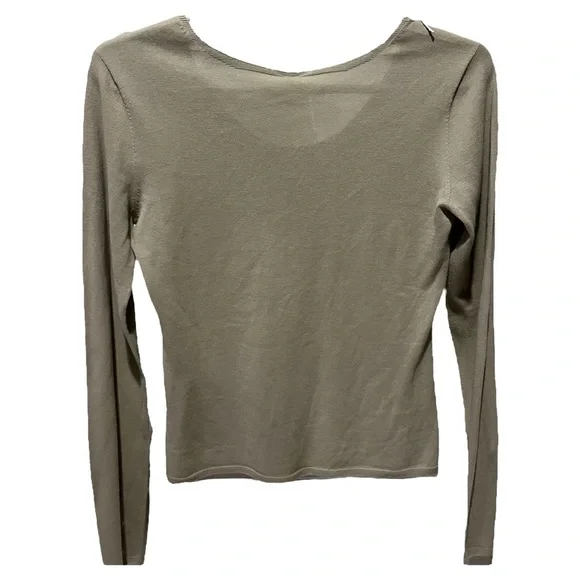 NWT Uniqlo Women 3D High Twisted Crew Neck Long Sleeve Sweater Lightweight Green - Picture 3 of 5